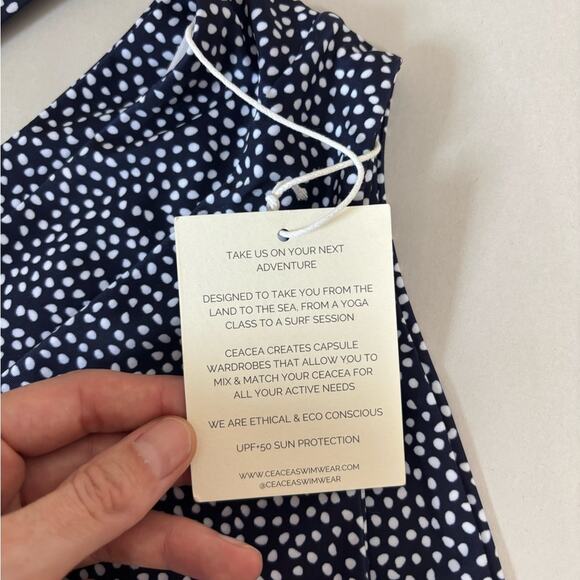 NWT CEACEA Swim Two Piece Polka Dot Bikini in Navy Blue and White - Size M - Picture 4 of 8